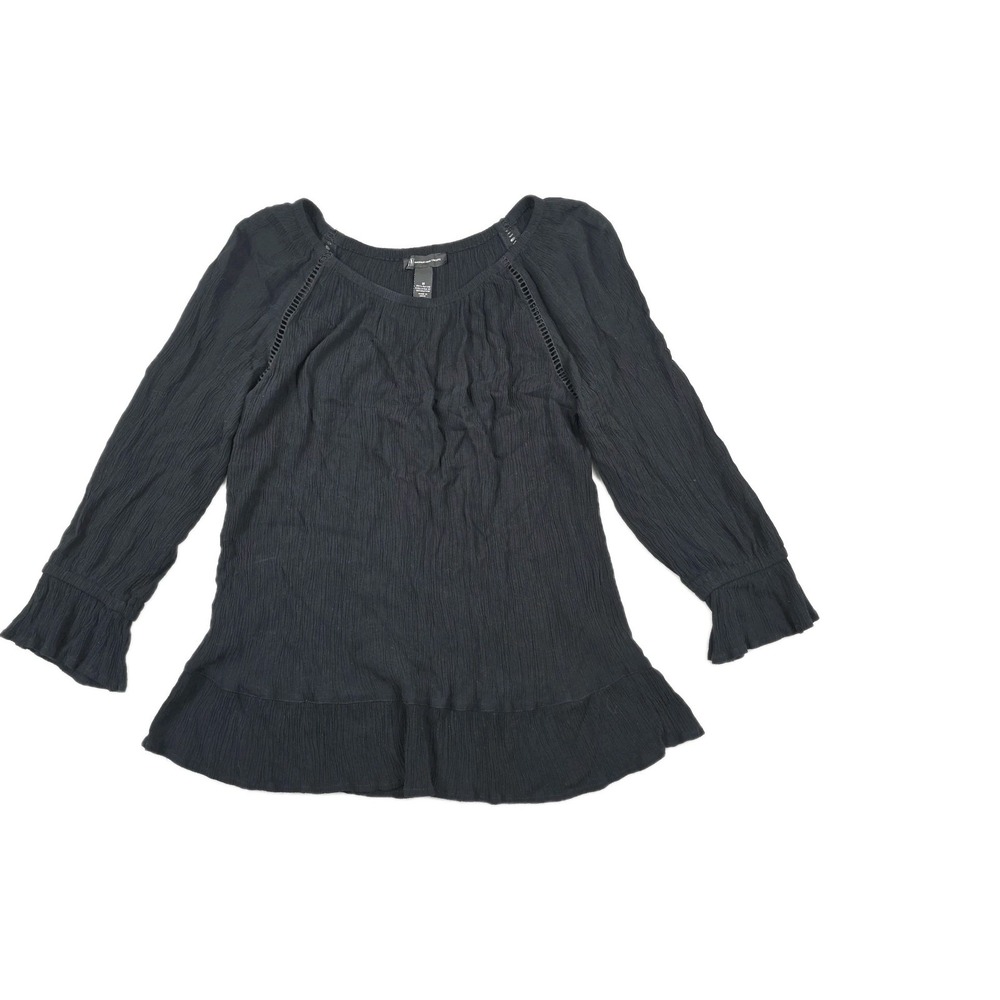 International Concepts INC Women's Size Medium Black Long Sleeve Shirt Blouse